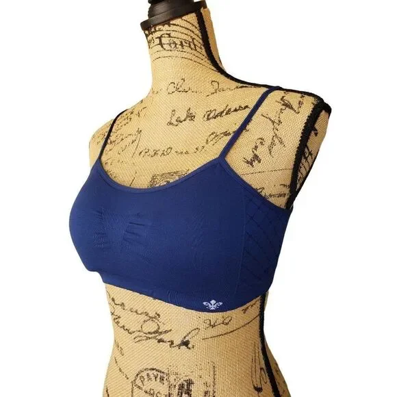 Women's Sports Bra Large Seamless Comfort Bralette Navy Blue Large NWOT - Picture 2 of 7